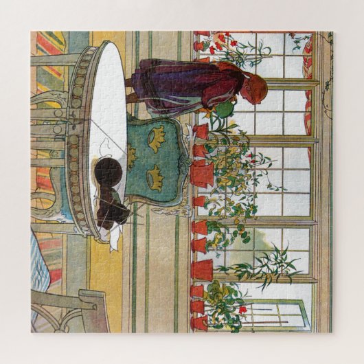 Bloemen op het ramen door Carl Larsson Legpuzzel (Horizontaal)