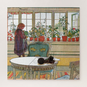 Bloemen op het ramen door Carl Larsson Legpuzzel