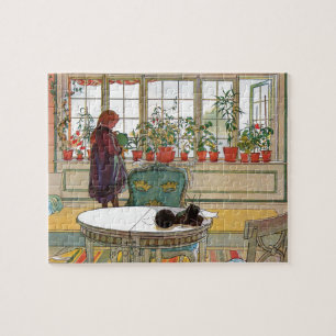 Bloemen op het ramen door Carl Larsson Legpuzzel