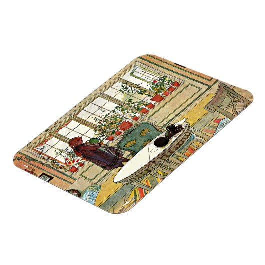 Bloemen op het ramen door Carl Larsson Magneet (Linkerzijde)