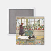 Bloemen op het ramen door Carl Larsson Magneet (Voorkant / Achterkant)
