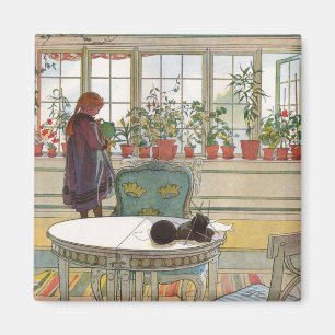 Bloemen op het ramen door Carl Larsson Magneet
