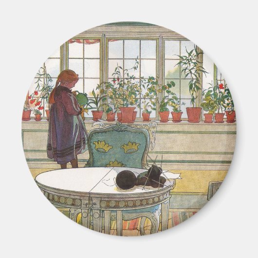 Bloemen op het ramen door Carl Larsson Magneet (Voorkant)