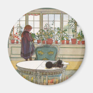 Bloemen op het ramen door Carl Larsson Magneet
