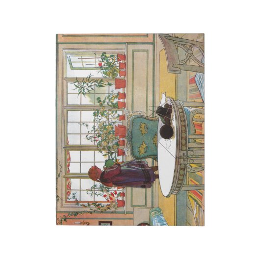 Bloemen op het ramen door Carl Larsson Notitieblok (Linkerzijde)