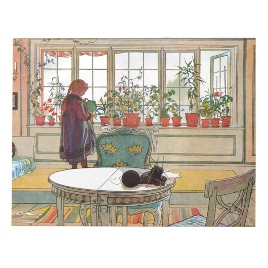 Bloemen op het ramen door Carl Larsson Notitieblok (Voorkant)