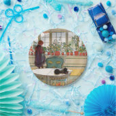 Bloemen op het ramen door Carl Larsson Papieren Bordje (Feest)