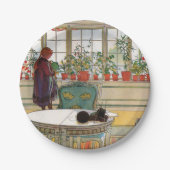 Bloemen op het ramen door Carl Larsson Papieren Bordje (Voorkant)