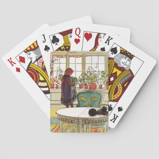 Bloemen op het ramen door Carl Larsson Pokerkaarten (Achterkant)