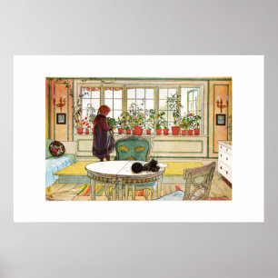 Bloemen op het ramen door Carl Larsson Poster
