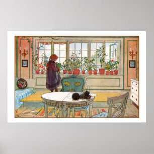 Bloemen op het ramen door Carl Larsson Poster