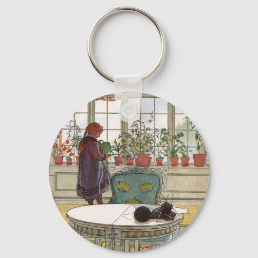 Bloemen op het ramen door Carl Larsson Sleutelhanger (Voorkant)