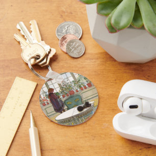 Bloemen op het ramen door Carl Larsson Sleutelhanger