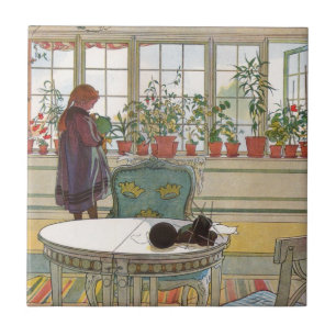Bloemen op het ramen door Carl Larsson Tegeltje