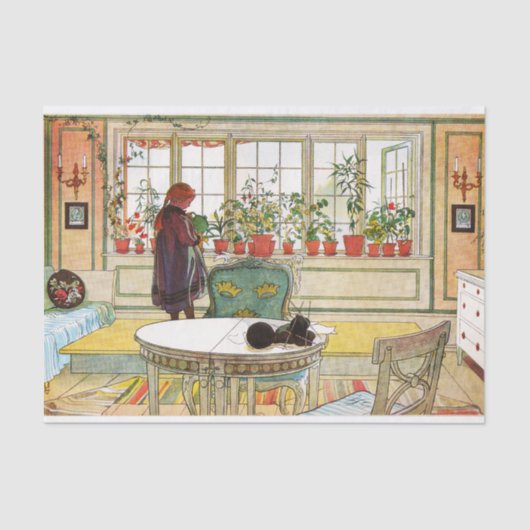 Bloemen op het ramen door Carl Larsson Tissuepapier (Voorkant)