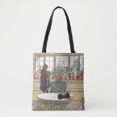 Bloemen op het ramen door Carl Larsson Tote Bag (Voorkant)