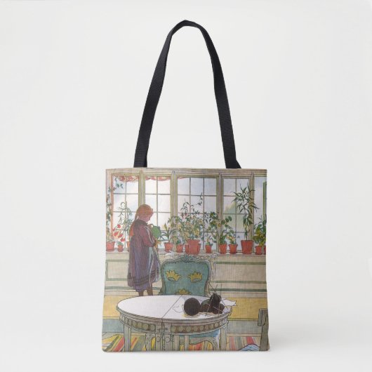 Bloemen op het ramen door Carl Larsson Tote Bag (Voorkant)
