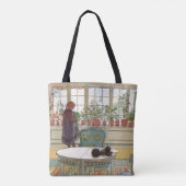 Bloemen op het ramen door Carl Larsson Tote Bag (Achterkant)