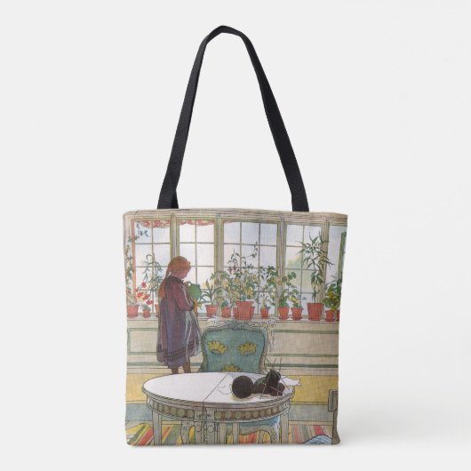 Bloemen op het ramen door Carl Larsson Tote Bag (Achterkant)
