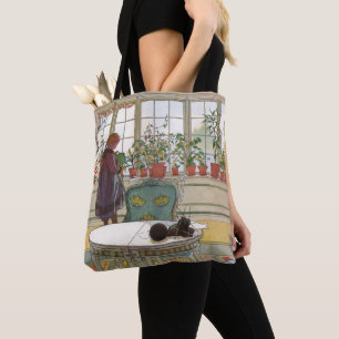 Bloemen op het ramen door Carl Larsson Tote Bag