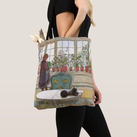 Bloemen op het ramen door Carl Larsson Tote Bag (Dichtbij)