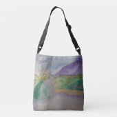 Bloemen op het scherm crossbody tas (Achterkant)
