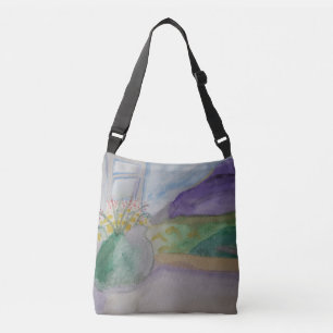 Bloemen op het scherm crossbody tas