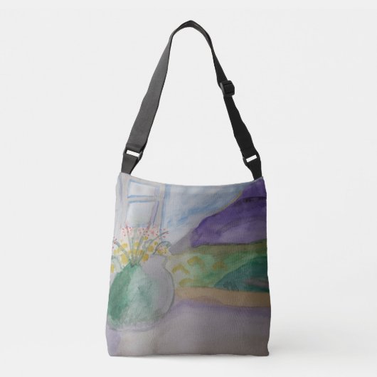 Bloemen op het scherm crossbody tas (Voorkant)