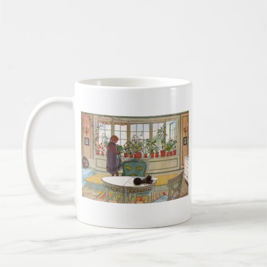 Bloemen op het scherm koffiemok (Links)