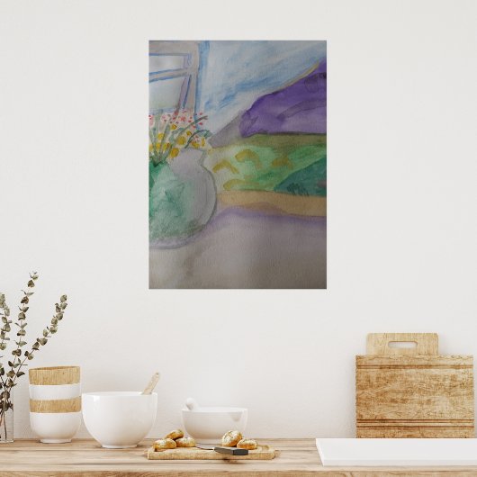 Bloemen op het scherm poster (Keuken)