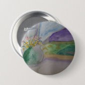 Bloemen op het scherm ronde button 7,6 cm (Voorkant /achterkant)