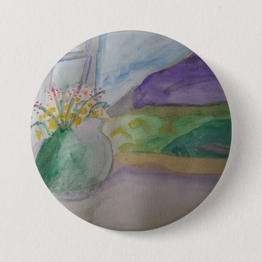 Bloemen op het scherm ronde button 7,6 cm (Voorkant)