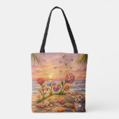 Bloemen op het strand tote bag (Achterkant)