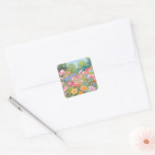 Bloemen op het veld vierkante sticker (Envelop)