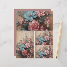 Bloemen op hout Journaling Spots Kaart Decor