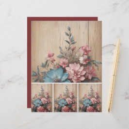 Bloemen op hout Journaling Spots Kaart Decor
