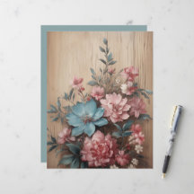 Bloemen op Hout Journaling Vlekken Kaart Decor