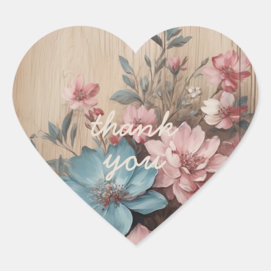 Bloemen op Hout Journaling Vlekken Kaart Decoratie Hart Sticker (Voorkant)