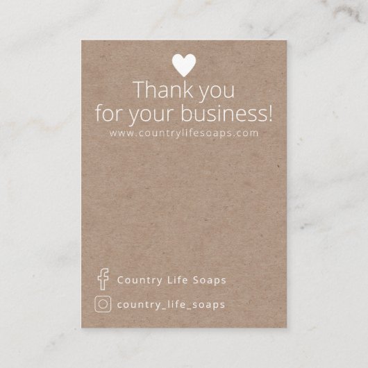 Bloemen op Kraft zeep Steekproef Prijs Display Kaa Visitekaartje (Achterkant)