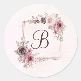 bloemen op lichtroze ronde sticker