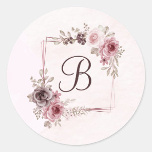 bloemen op lichtroze ronde sticker