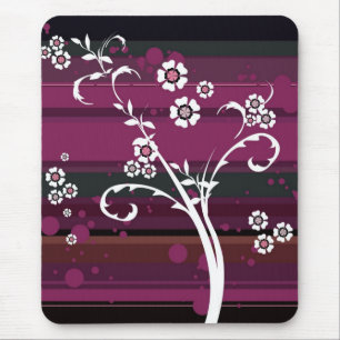 Bloemen op magenta Stripes Muismat