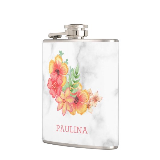 Bloemen op Marmer Heupfles (Links)