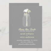 Bloemen op Mason Jar Wedding Save the Date (Voorkant / Achterkant)