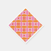 Bloemen op Mid Century Roze Sinaasappel Circles Servet (Hoek)