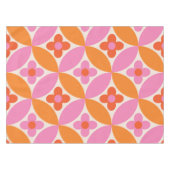 Bloemen op Mid Century Roze Sinaasappel Circles Tafelkleed (Voorkant (Horizontaal))