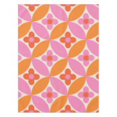 Bloemen op Mid Century Roze Sinaasappel Circles Tafelkleed (Voorkant)