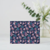 bloemen op Navy Blue Briefkaart (Staand voorkant)