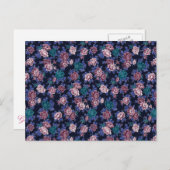 bloemen op Navy Blue Briefkaart (Voorkant / Achterkant)