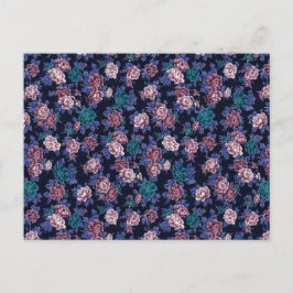  bloemen op Navy Blue Briefkaart